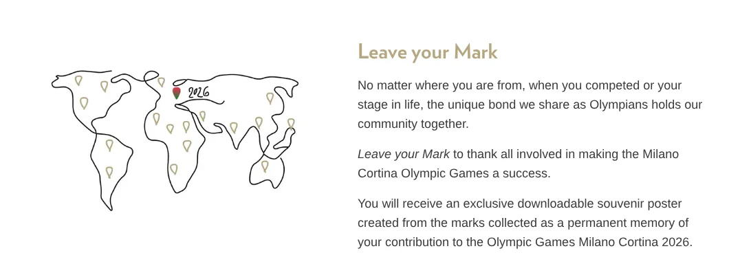 The Milano Cortina 2026 invitation: leave your mark, say thank you, and receive a souvenir poster
